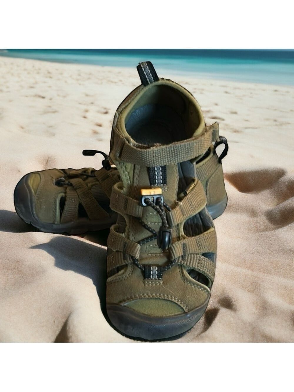 KEEN Seacamp II CNX Kids Green Closed Toe Washable Sandals Shoes Size 13 - Picture 1 of 10